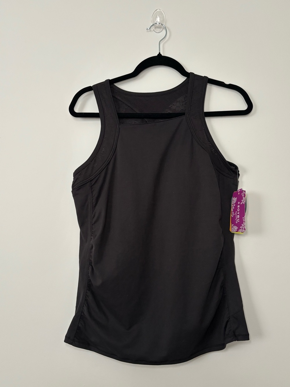 Soybu Bombshell Tank Top NWT Black Mesh Keyhole Back Yoga Activewear XL